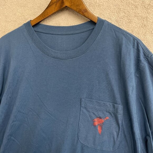 NWOT Lands' End Men's XL Long-Sleeve Shirt Bird Pocket Print Blue Cotton - Picture 5 of 7